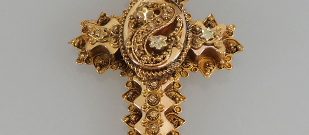 Antiek gouden kruishanger