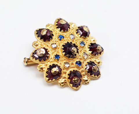 853 antiek gouden granaatbroche
