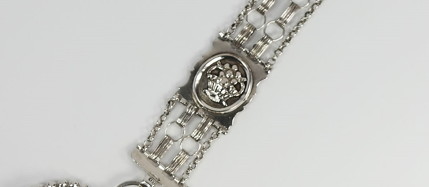 Antieke zilveren horlogeketting