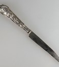 Antiek zilveren reismes in roggenleer foudraal "Schager mesje"