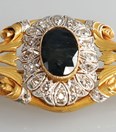 Gouden Art Nouveau broche met diamant