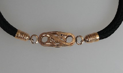 Antieke gouden horlogeketting met gevlochten zwart band