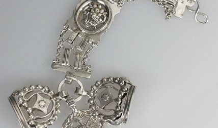 Antieke zilveren horlogeketting