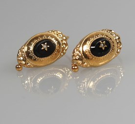 Antieke 18-karaats gouden oorbellen met onyx
