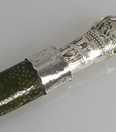 Antiek zilveren reismes in roggenleer foudraal "Schager mesje"