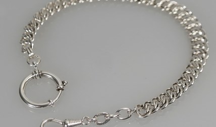 Antieke zilveren horlogeketting