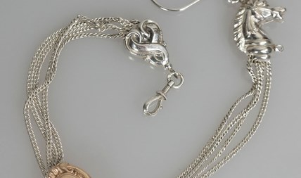 Antieke zilveren horloge ketting