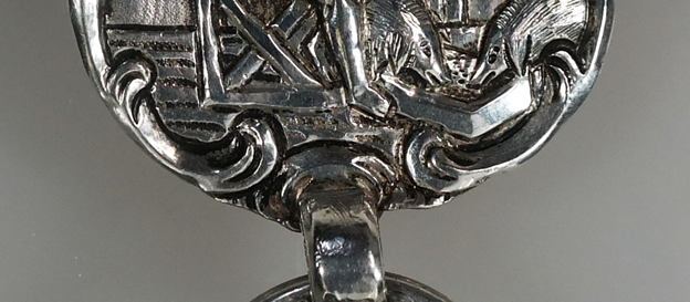 Antieke 18e eeuw zilveren tasbeugel streekdracht Friesland