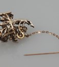 Antieke zilver met gouden takbroche/hanger met diamant