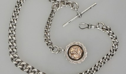 Antiek zilveren horlogeketting