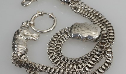 Antieke zilveren horlogeketting