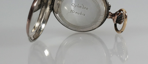 Antiek zilveren dames hang horloge