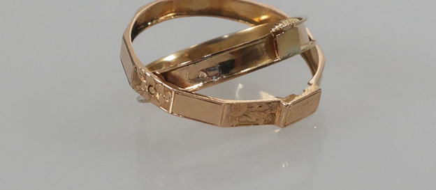 Antieke gouden draaibare ring voor lokje haar