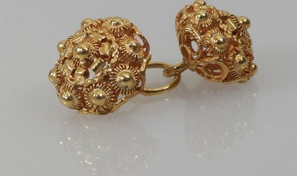 Antieke keelknopen zilver verguld