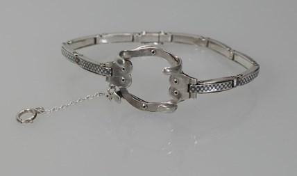 Antieke zilveren horlogeklem armband
